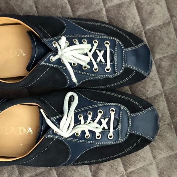 Men’s PRADA blue leather and suede shoes - Picture 5 of 8